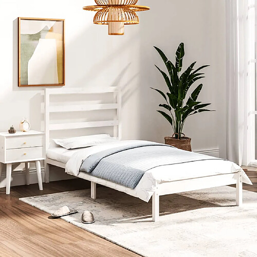 vidaXL Cadre de lit sans matelas blanc 90x190 cm bois massif