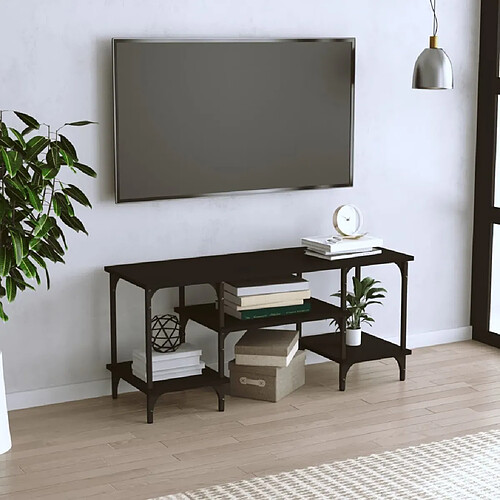 Maison Chic Meuble TV scandinave - Banc TV pour salon noir 102x35x45,5 cm bois d'ingénierie -MN14335