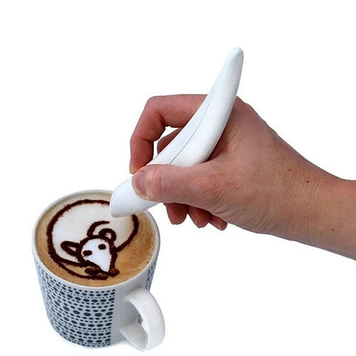 Wewoo Nouveau stylo électrique Latte Art pour de gâteau de café de décoration de d'épice de sculpture de cuisson outils de pâtisserie blanc