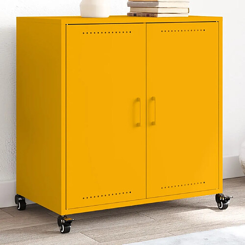 vidaXL Buffet jaune moutarde 68,5x39x72 cm acier