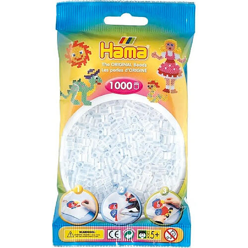 HAMA Perles en sachet - Blanc Transparent