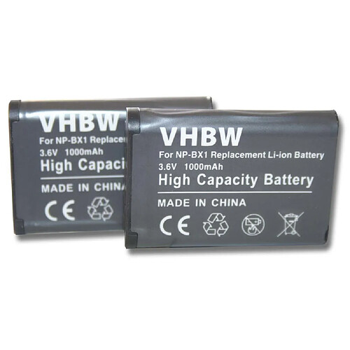 2 x batteries vhbw Set 1000mAh pour appareil photo Sony Cybershot DSC-RX1R II, DSC-RX1RM2, DSC-RX100 IV, DSC-RX100M4, DSC-WX350 comme NP-BX1