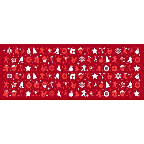 Alter Chemin de cuisine, 100% Made in Italy, Tapis antitache avec impression numérique, Chemin de table antidérapant et lavable, Modèle de Noël - Charmaine, 140x52 cm