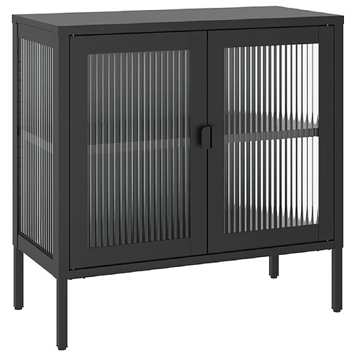 Maison Chic Commode Buffet - Meuble de rangement noir 70x35x70 cm verre et acier -GKD66714