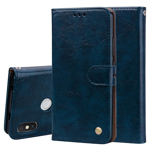 Wewoo Housse Etui à rabat en cuir à texture de cire industrielle pour Xiaomi Redmi S2, avec porte-monnaie bleu