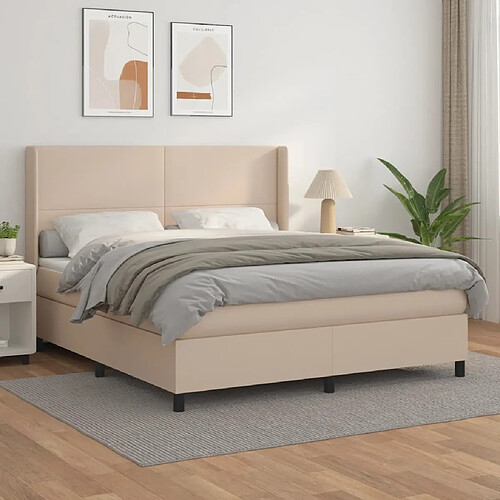 vidaXL Sommier à lattes de lit avec matelas Cappuccino 160x200 cm