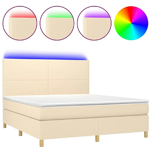 Maison Chic Lit adulte- Lit + matelas,Sommier à lattes de lit et matelas et LED Crème 180x200cm Tissu -GKD31374