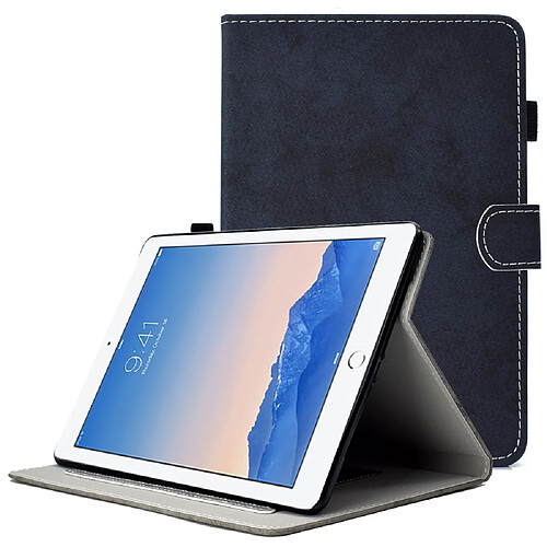 Etui en PU avec support, porte-carte et porte-stylo pour votre iPad Air (2013)/Air 2/9.7-pouces (2017)/(2018) - bleu foncé