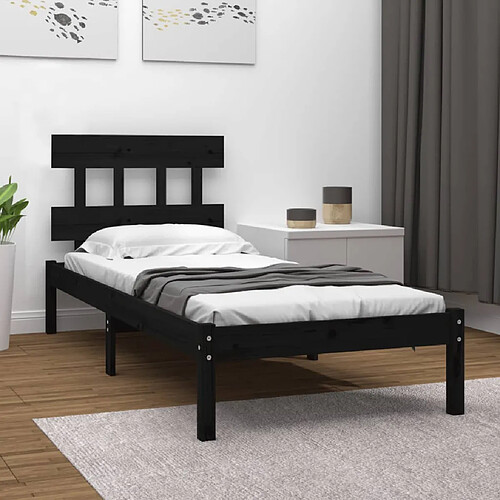 vidaXL Cadre de lit sans matelas noir 100x200 cm bois massif