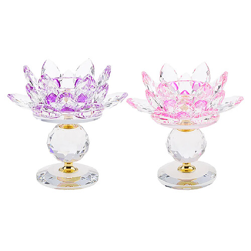 Cristal Lotus Fleur Bougeoir Photophore Titulaire Home Decor Rose et Violet