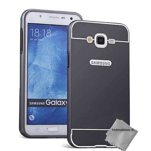 Htdmobiles Coque bumper miroir metal pour Samsung Galaxy J1 (2016) + film ecran - NOIR