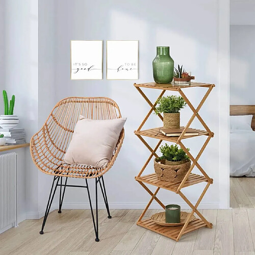 Home&Styling Étagère pliable 4 niveaux bambou