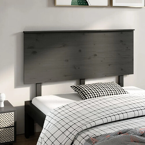 Maison Chic Tête de lit scandinave,Meuble de chambre Gris 144x6x82,5 cm Bois massif de pin -MN10859