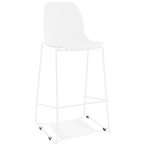 Alterego Tabouret de bar design empilable 'BERLIN' blanc avec pied en métal blanc