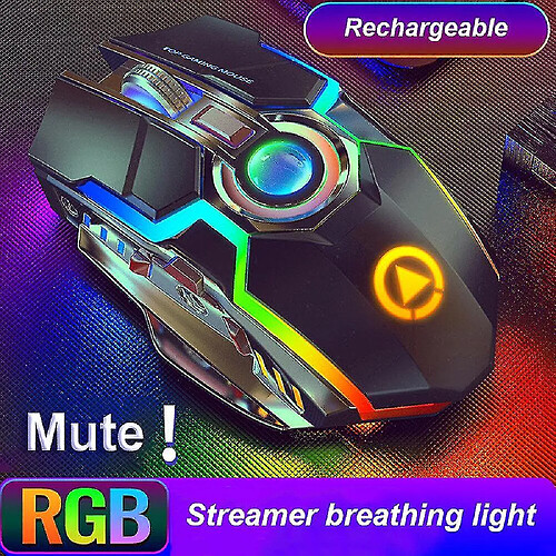 Universal RVB Souris sans fil silencieuse Souris de souris laser optique noir / gris 2,4 GHz USB PC rechargeable PC Redmiter @