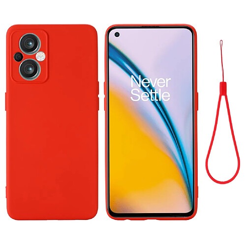 Coque en silicone anti-scratch avec sangle, rouge pour votre OnePlus Nord N20 5G