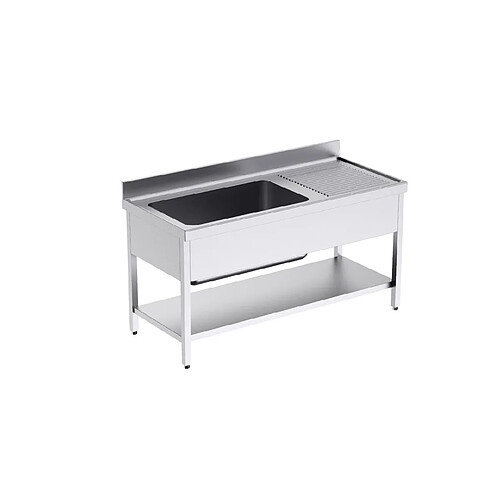 Plonge Inox Grande Capacité avec Egouttoir à Droite et Etagère Gamme 700 - Distform