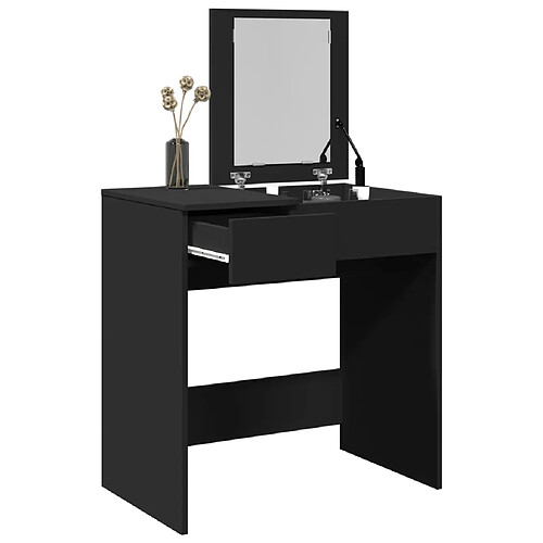 vidaXL Coiffeuse avec miroir noir 73x46,5x120 cm