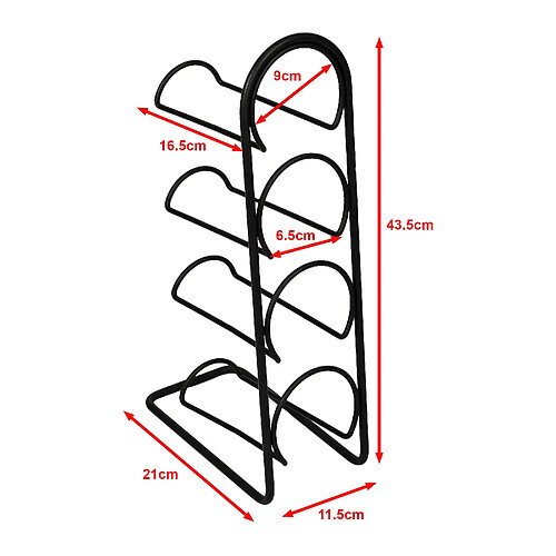 Helloshop26 Porte-bouteilles de vin à 4 niveaux 43,5 x 11,5 x 21 cm noir 03_0006315