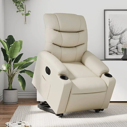 vidaXL Fauteuil inclinable électrique crème similicuir