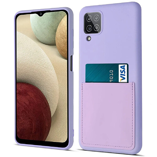 Coque en silicone anti-rayures avec porte-carte violet clair pour votre Samsung Galaxy A12 5G