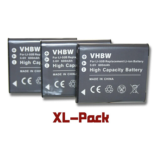 Vhbw 3 batteries 600mAh pour appareil photo Casio Exilim EX-TR350