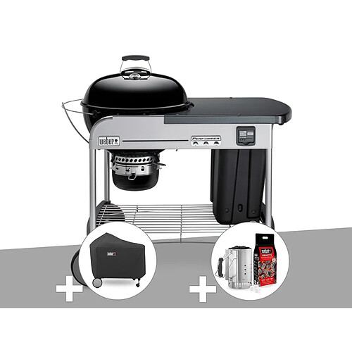 Barbecue à charbon Weber Performer Premium GBS 57 cm Noir + Housse + Kit Cheminée