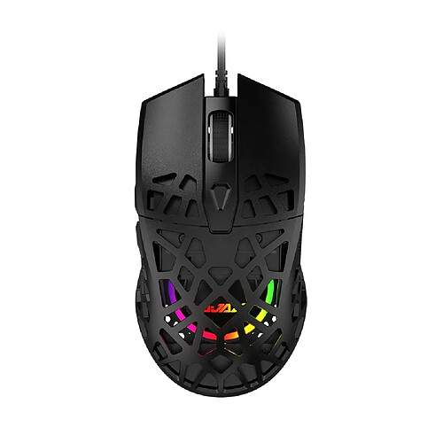 Universal Nouvelle souris de jeu légère, symétrique, ergonomique, en nid d'abeille, pour jouets de jeu (noir)