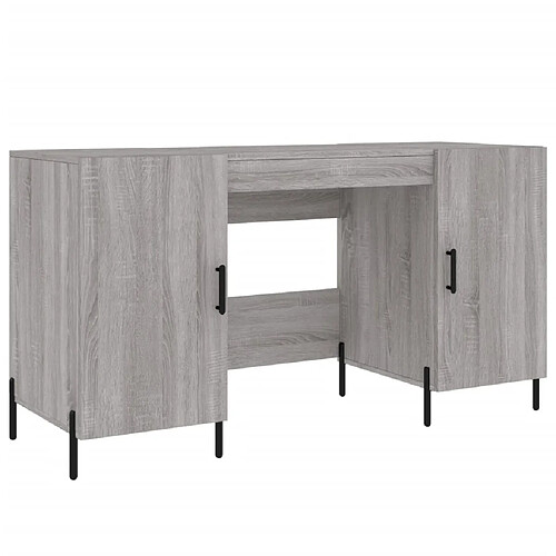 Helloshop26 Bureau table poste de travail meuble d'ordinateur informatique étude sonoma 140 x 50 x 75 cm bois d'ingénierie gris 02_0023956