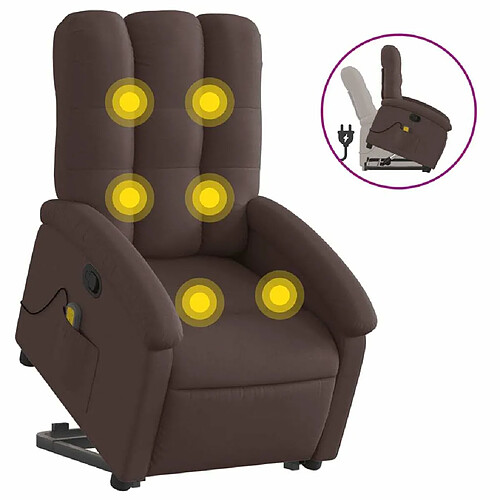 Maison Chic Fauteuil Relax pour salon, Fauteuil inclinable de massage Marron foncé Tissu -GKD39454