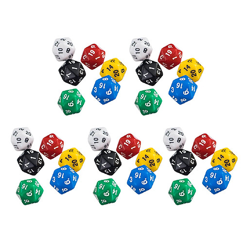 30 Pièces D20 Dés De Jeu Vingt Faces Meurent Pour RPG D & D Six Couleurs Opaques