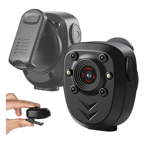 Chrono Caméra corporelle intégrée Carte mémoire 32 Go Enregistreur vidéo de police 1080p Webcam de sécurité portable portable avec clip de poche de vision nocturne Caméra de tableau de bord IR pour la maison (noir)