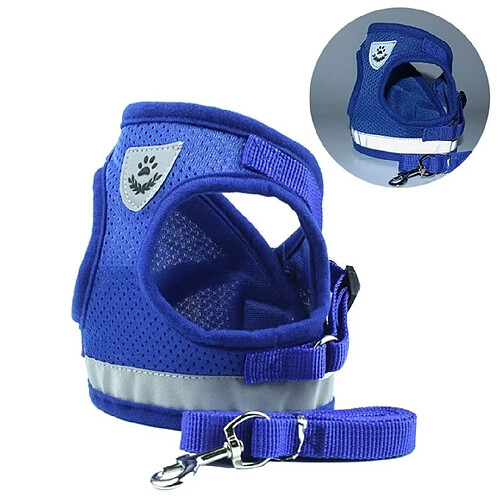 Wewoo Laisse pour chien réglable en de gilet réfléchissant de maille de polyester chientaille S bleu