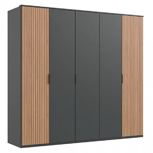 Inside 75 Armoire graphite 5 portes BLEND 2 portes aspect clayettes imit. chêne artisan