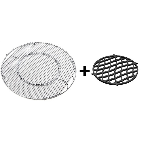 JX BBQ System Barbecue en Acier Inoxydable pour chaudière 57 cm + Fonte 'Sear Grate' pour système Barbecue Gourmet