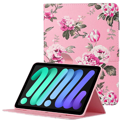 Etui en PU fleurs pour votre iPad mini (2021)