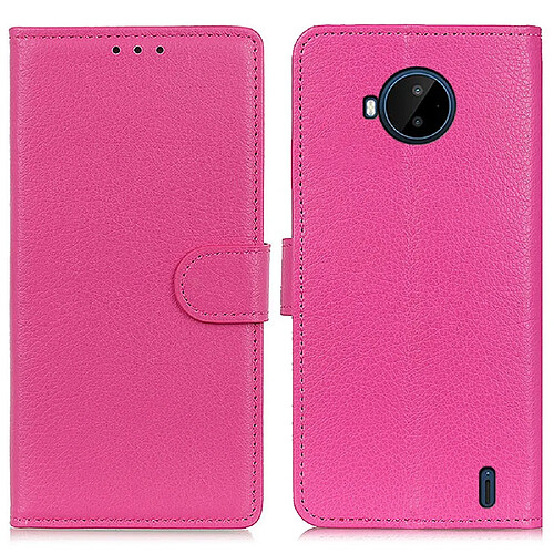 Etui en PU texture litchi, fermeture magnétique, rose pour votre Nokia C20 Plus