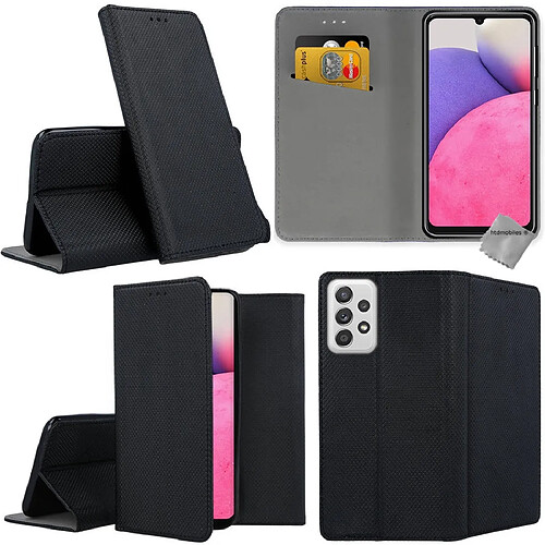 Htdmobiles Housse etui portefeuille avec coque intérieure en silicone pour Samsung Galaxy A33 5G + film ecran - NOIR MAGNET