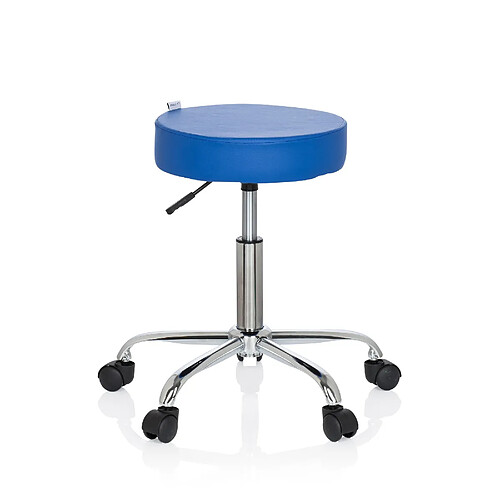 Tabouret / siège pivotant / siège technique OPERATOR II simili-cuir bleu chrome hjh OFFICE