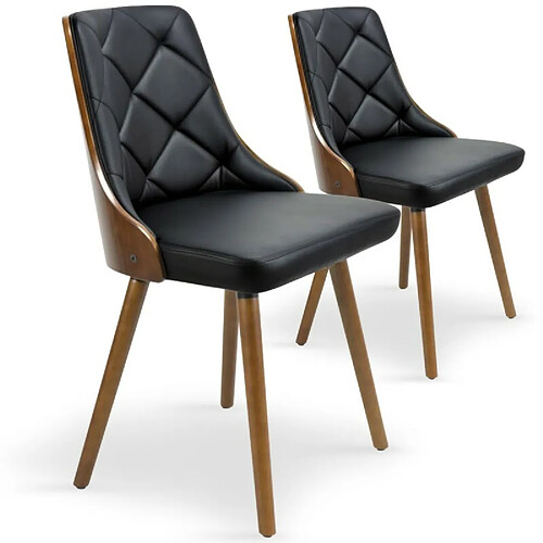 Paris Prix Lot de 2 Chaises Scandinave Cargo 79cm Noisette & Noir