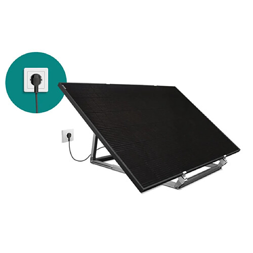 We kit panneau solaire 300W Plug&play non extensible: panneau de 410W full black , micro-onduleur haut rendement de 300W, support en alu, prise connectée IP44