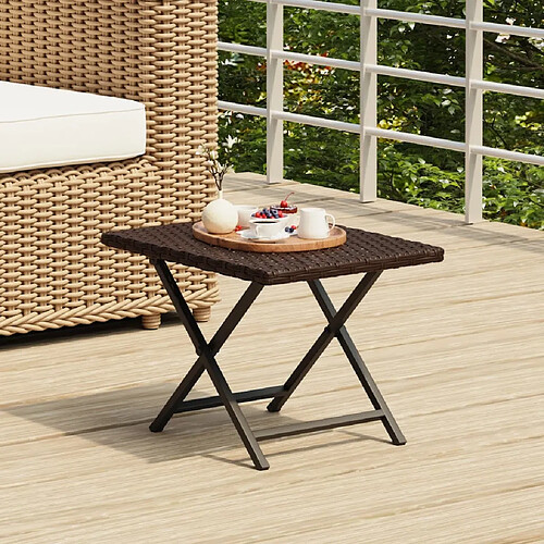 vidaXL Table pliable marron 45x35x32 cm résine tressée