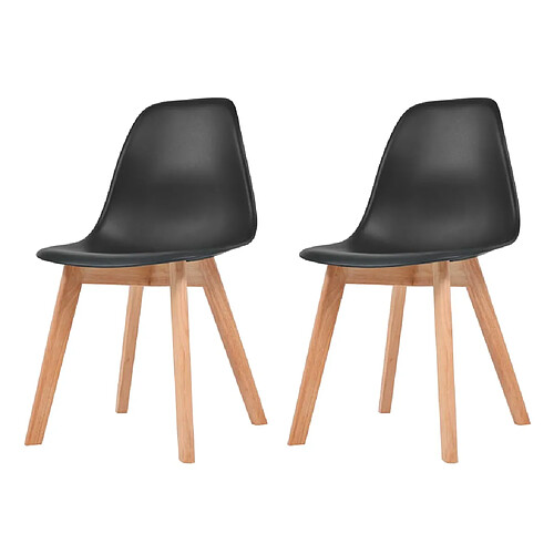 vidaXL Chaises à manger lot de 2 Noir Plastique