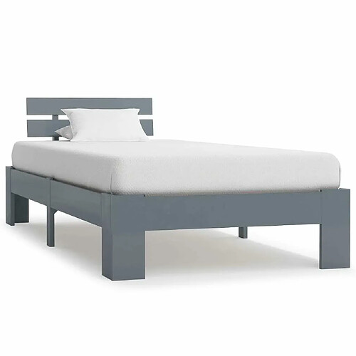 Maison Chic Lit adulte - Lit simple Cadre de lit,Structure du lit Contemporain Gris Bois de pin massif 90 x 200 cm -MN72439