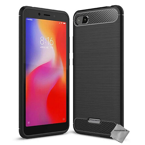 Htdmobiles Coque silicone gel carbone pour Xiaomi Redmi 6A + verre trempe - NOIR