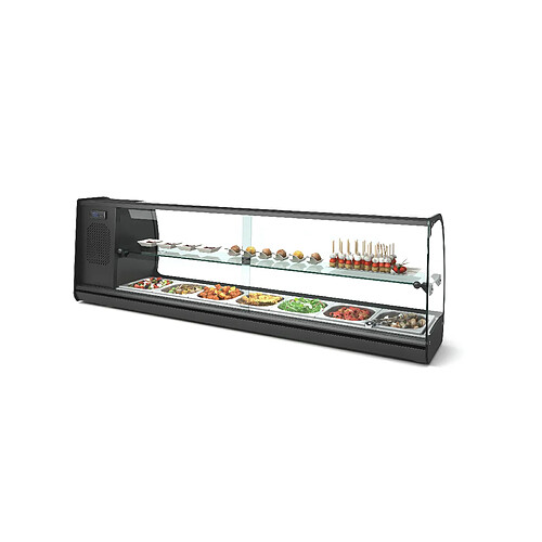 Vitrine Tapas Réfrigérée 2 Etagères Série SLIM avec 7 Bacs GN 1/6 - SAYL