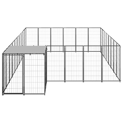 Helloshop26 Chenil extérieur cage enclos parc animaux chien 15,73 m² 110 cm acier noir 02_0000497