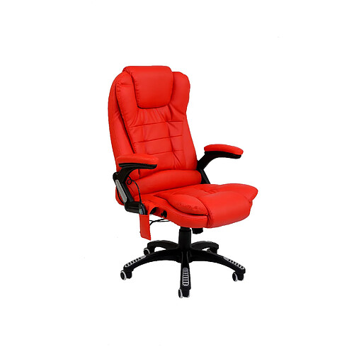 Bcelec Fauteuil de bureau Cuir Rouge Massant et Chauffant