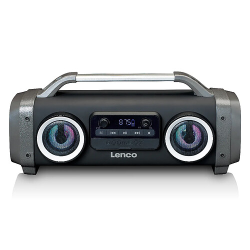 Lenco Enceinte Bluetooth® étanche avec radio FM, lecteur USB/SD et effets lumineux SPR-100BK Noir