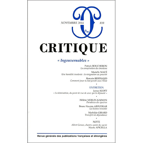 Critique, n° 810. Ingouvernables · Occasion